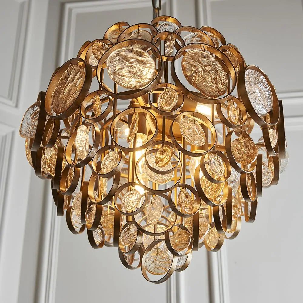 Costa Centre Ceiling Light Sphere Frame - Antique Bronze & Clear Finish IP20