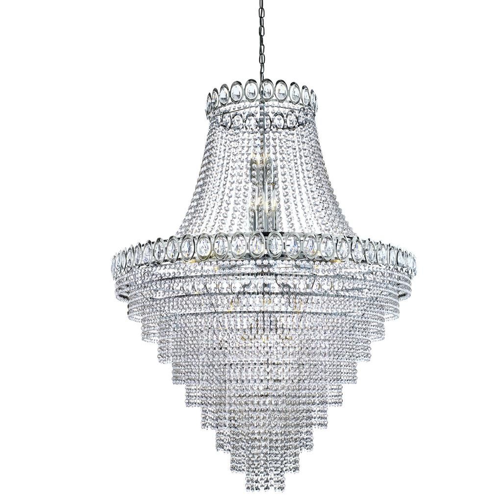 Louis Phillipe 28Lt Tiered Crystal Ceiling Light - Clear Crystal Finish