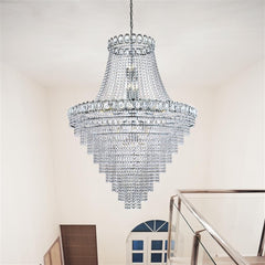 Louis Phillipe 28Lt Tiered Crystal Ceiling Light - Clear Crystal Finish