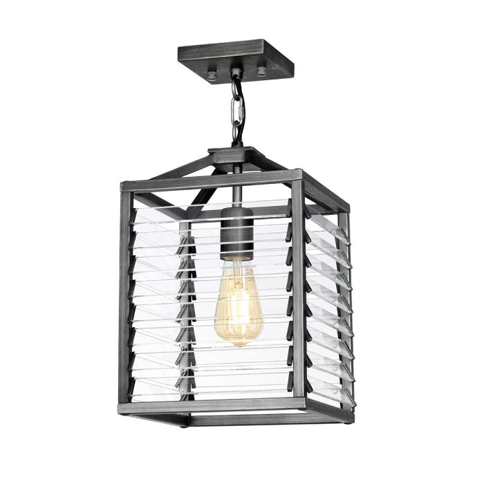 Louvre 1 Light Pendant - Painted Gunmetal