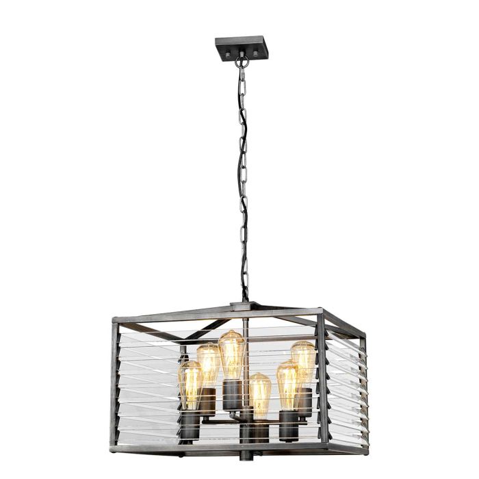 Louvre 4/6 Light Pendant - Painted Gunmetal