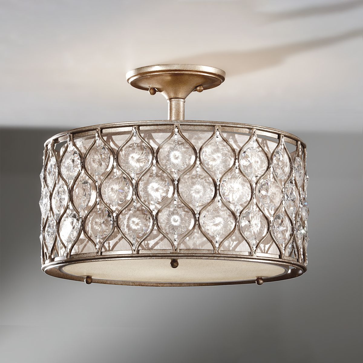 Lucia 3Lt Semi Flush Light - Burnished Silver Finish