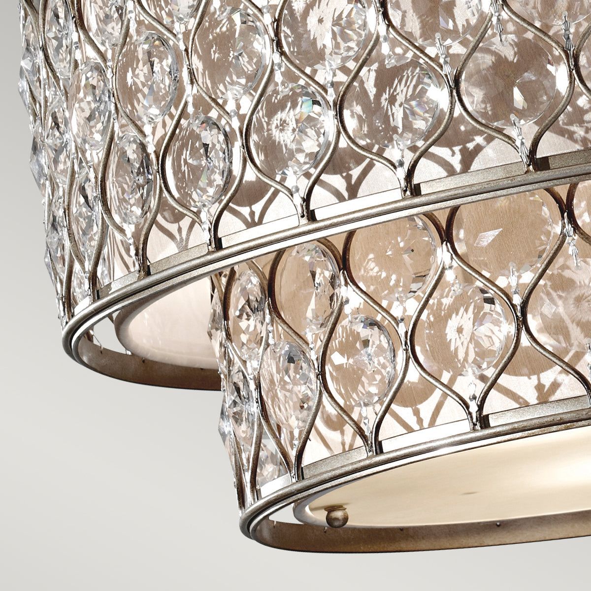 Lucia 6Lt Hanging Shade Ceiling Light - Burnished Silver Finish