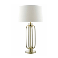 Dar Lucie Table Lamp Satin Brass complete with Shade - Cusack Lighting