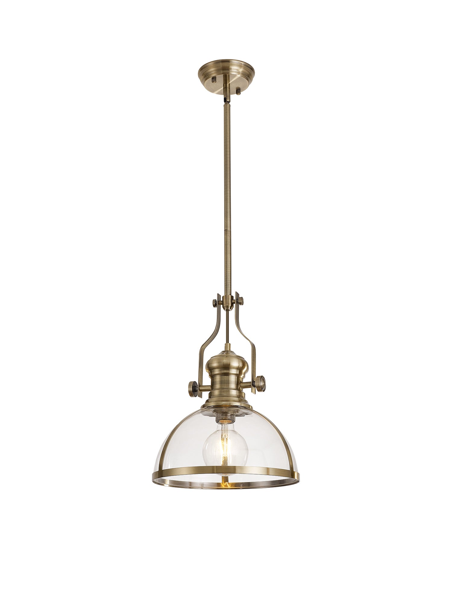 Savannah Pendant Light- Antique Brass with Various Glass Shades