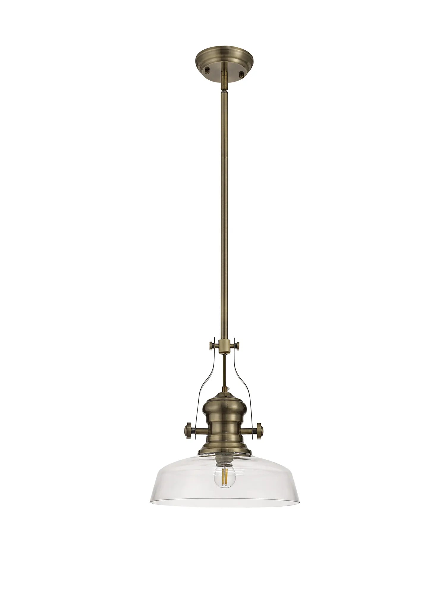Savannah Pendant Light- Antique Brass with Various Glass Shades