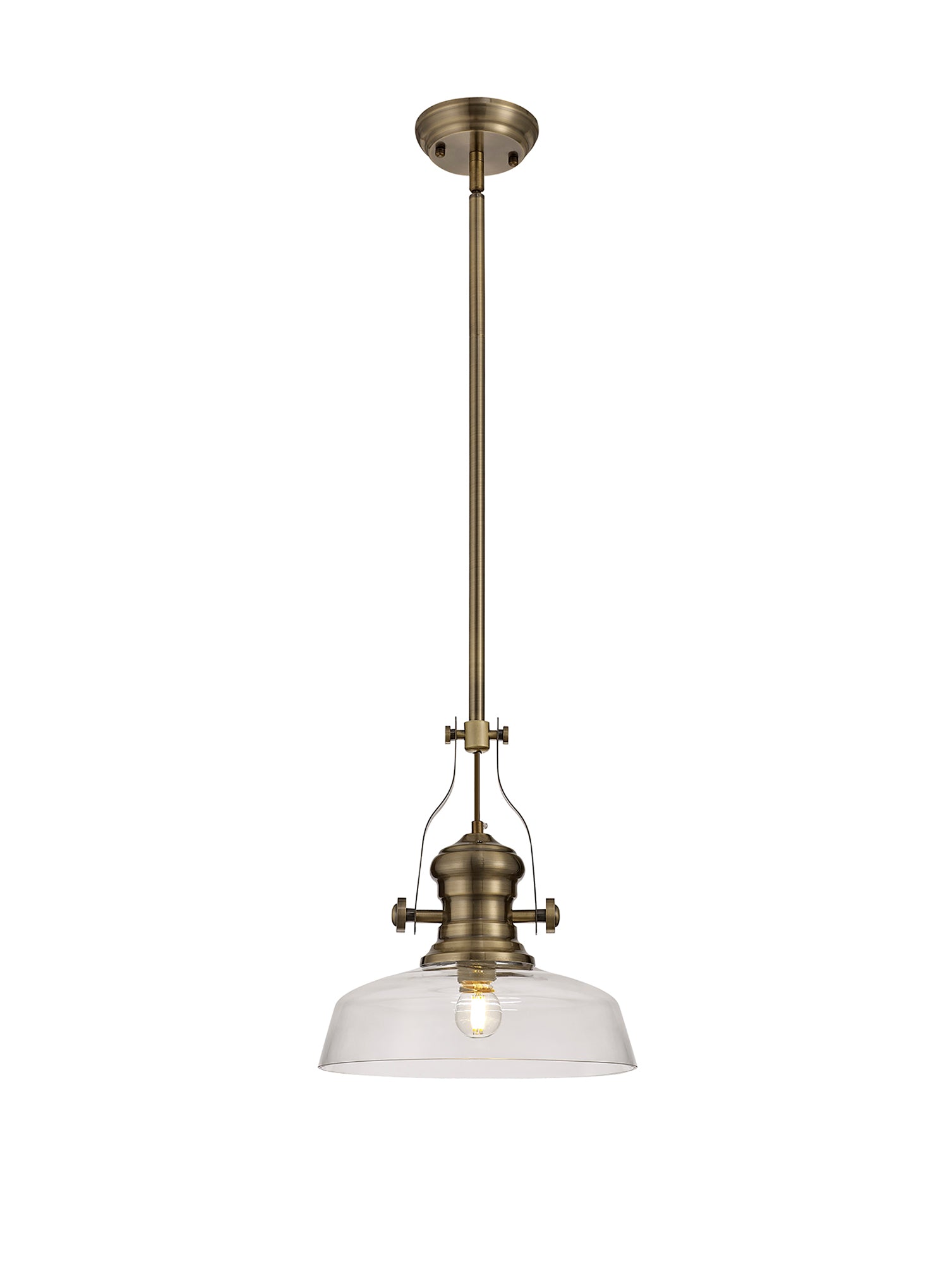 Savannah Pendant Light- Antique Brass with Various Glass Shades