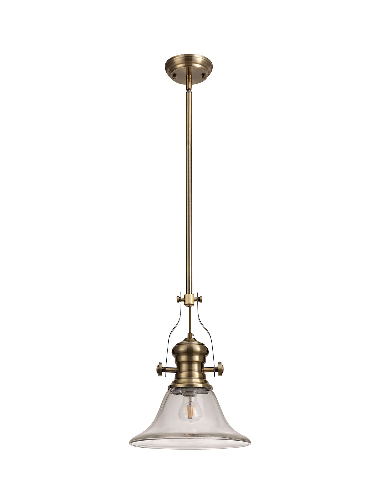 Savannah Pendant Light- Antique Brass with Various Glass Shades