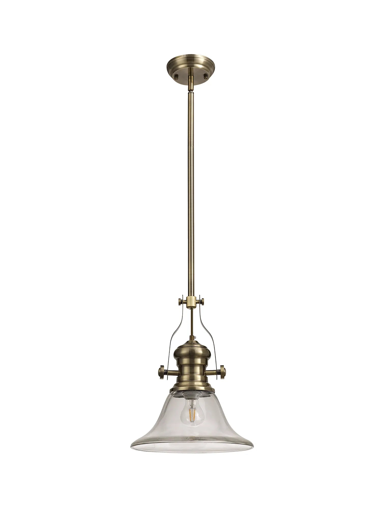 Savannah Pendant Light- Antique Brass with Various Glass Shades