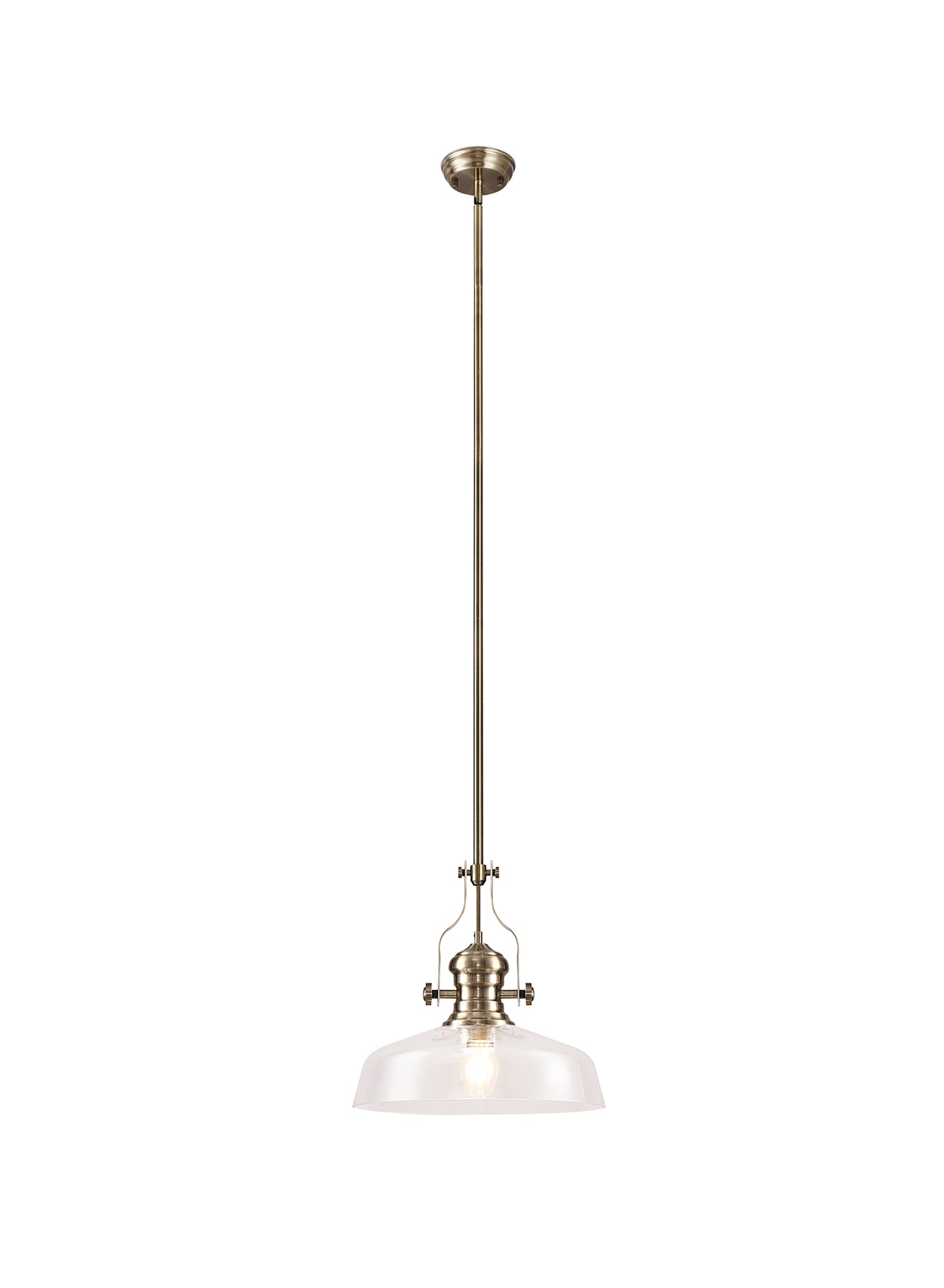 Savannah Pendant Light- Antique Brass with Various Glass Shades
