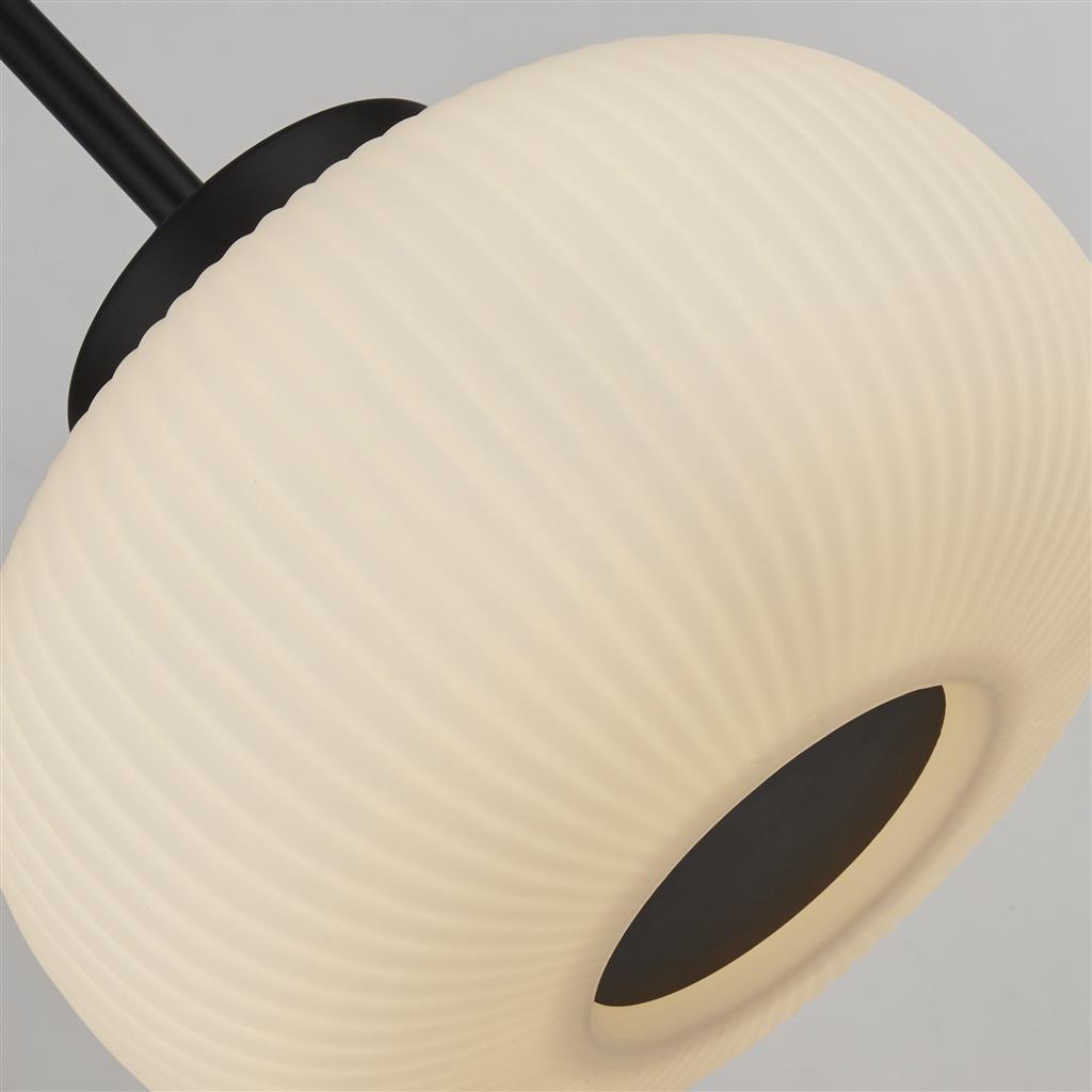 Lumina 3Lt Kitchen Light - Black Metal & Opal Ribbed Glass
