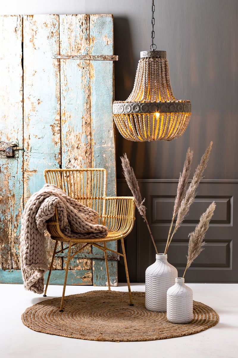 Copper Medium Pendant Ceiling Light - Old White Finish