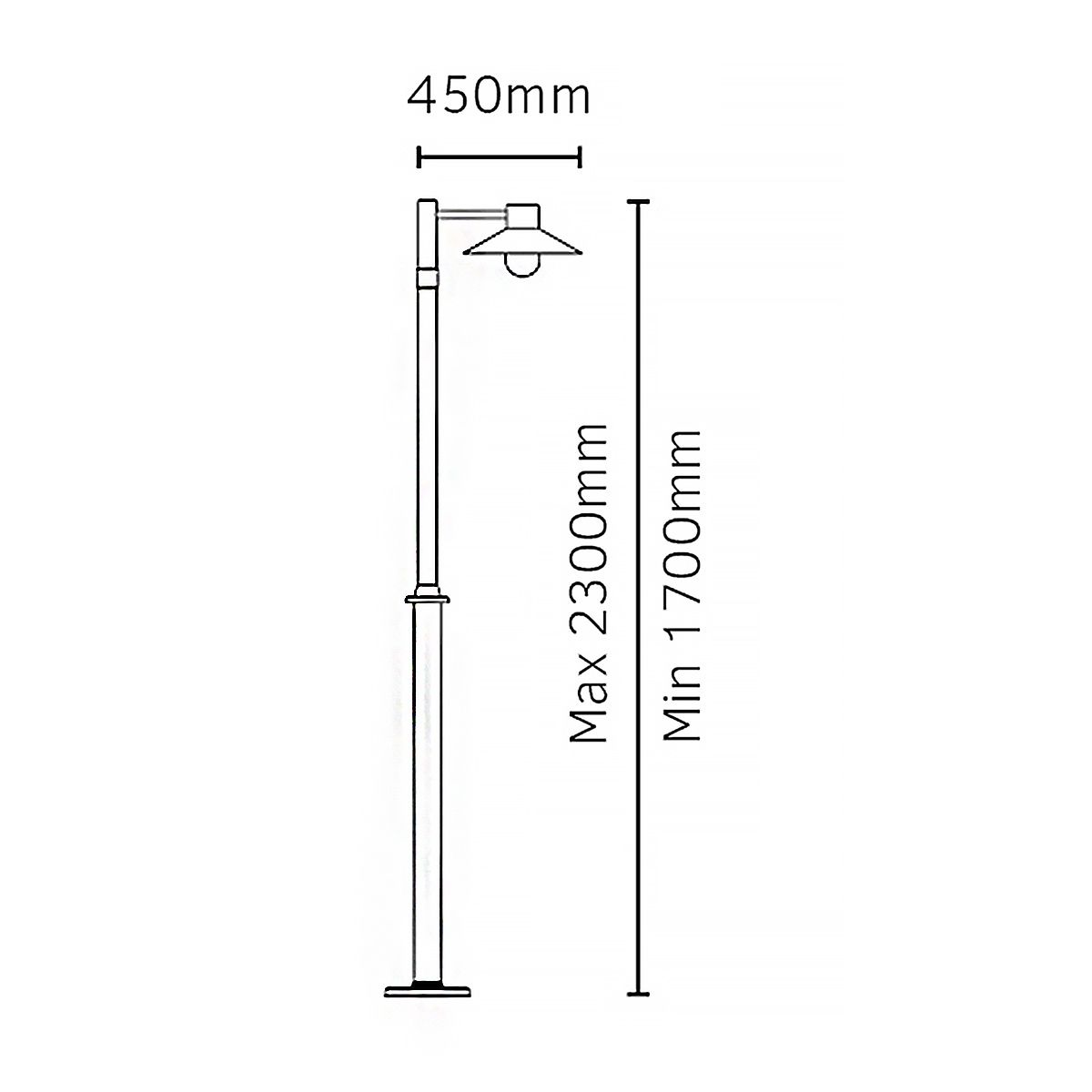 Lund 1 Light Lamp Post - Black/Galvanised IP55  E27