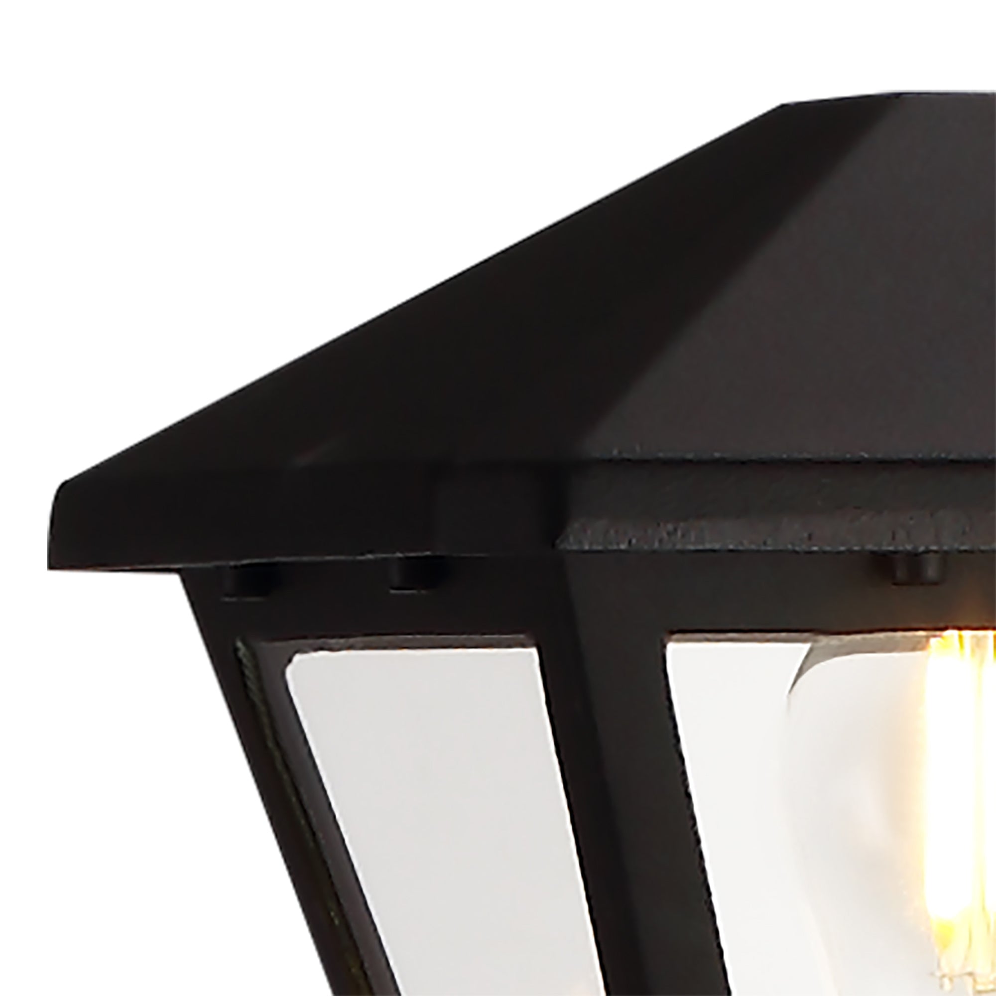 Luqi Tall Post, 1 x E27, IP44, Black/Clear Glass