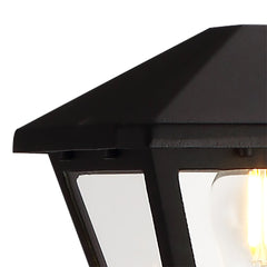 Luqi Tall Post, 1 x E27, IP44, Black/Clear Glass