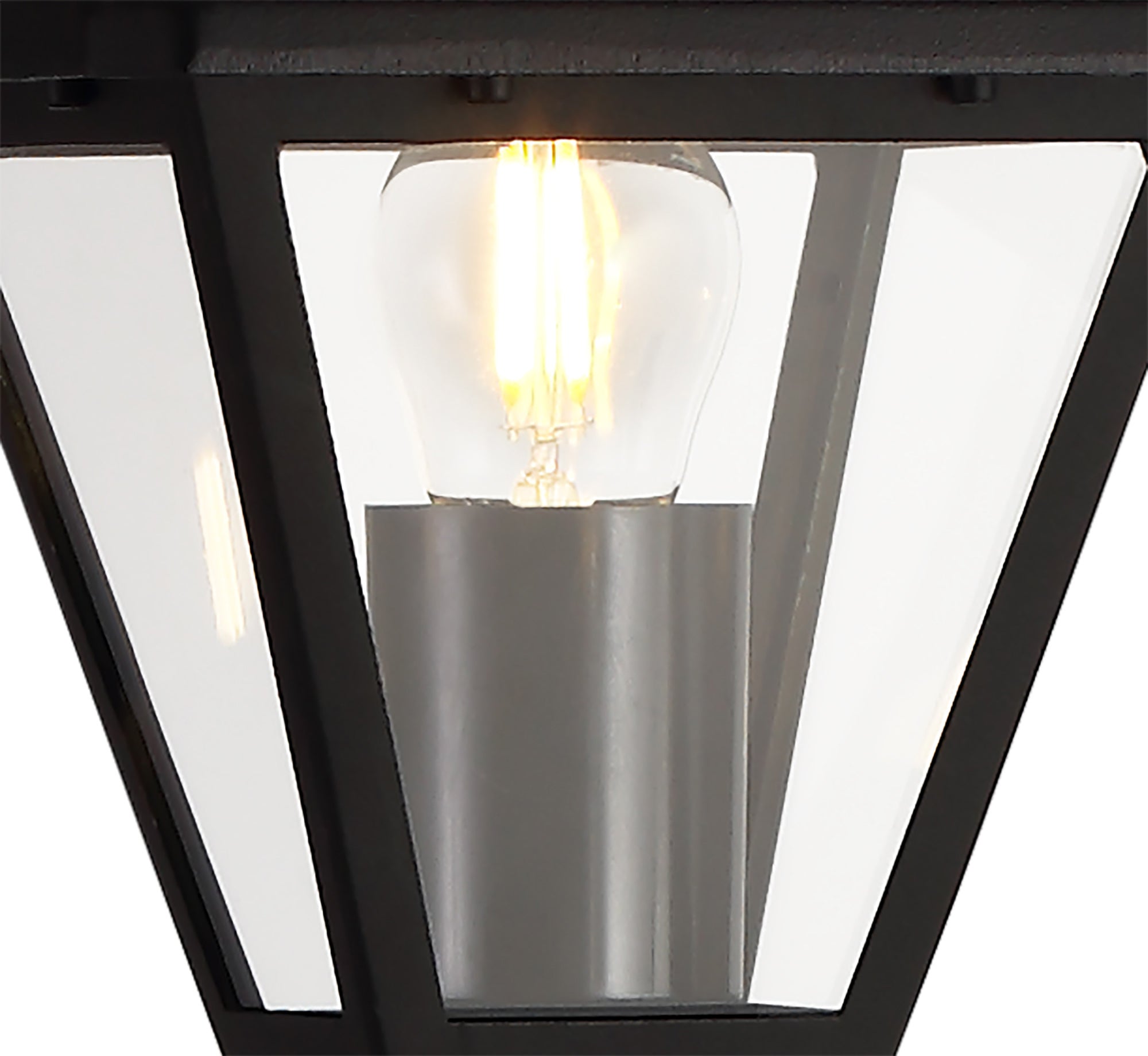 Luqi Tall Post, 1 x E27, IP44, Black/Clear Glass