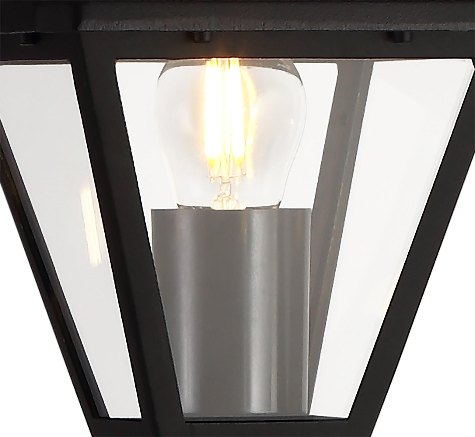 Luqi Tall Post, 1 x E27, IP44, Black/Clear Glass