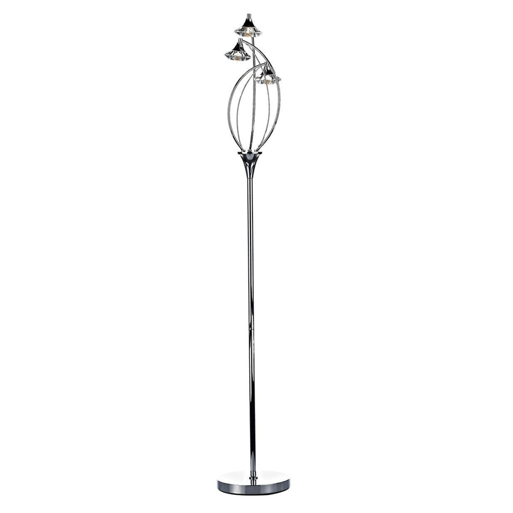 Dar  Luther 3 Light Floor Lamp Polished Chrome Crystal - Cusack Lighting