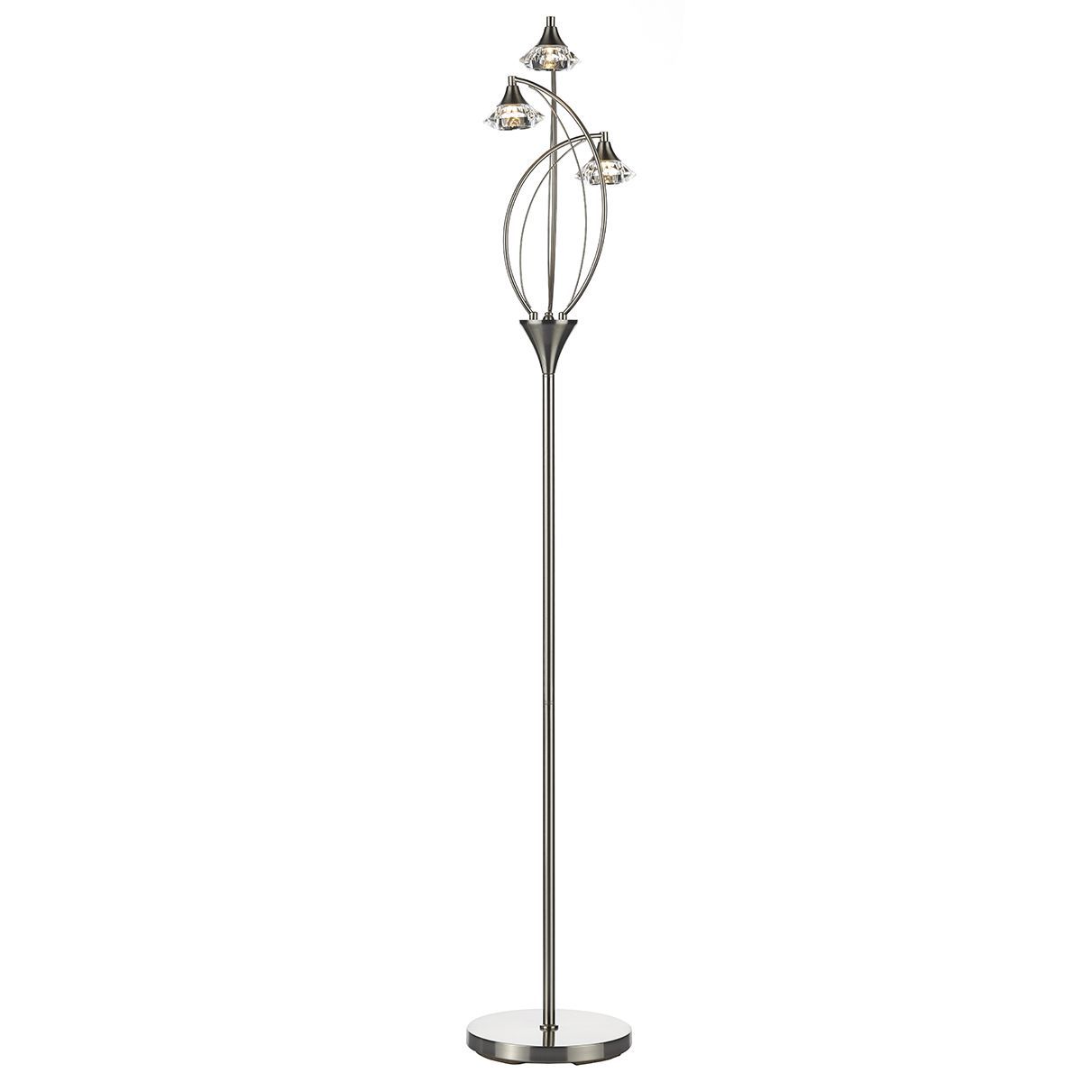 Dar Luther 3 Light Floor Lamp Crystal - Various Finishes - Cusack Lighting
