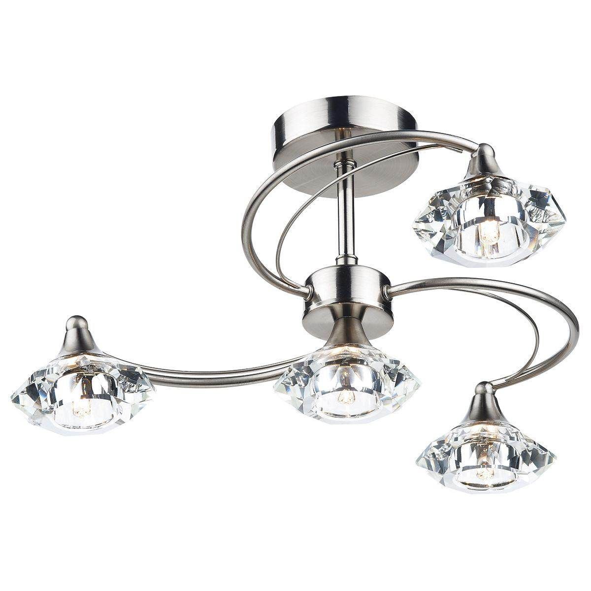 Dar Luther 4 Light Semi Flush Satin Chrome Crystal - Cusack Lighting