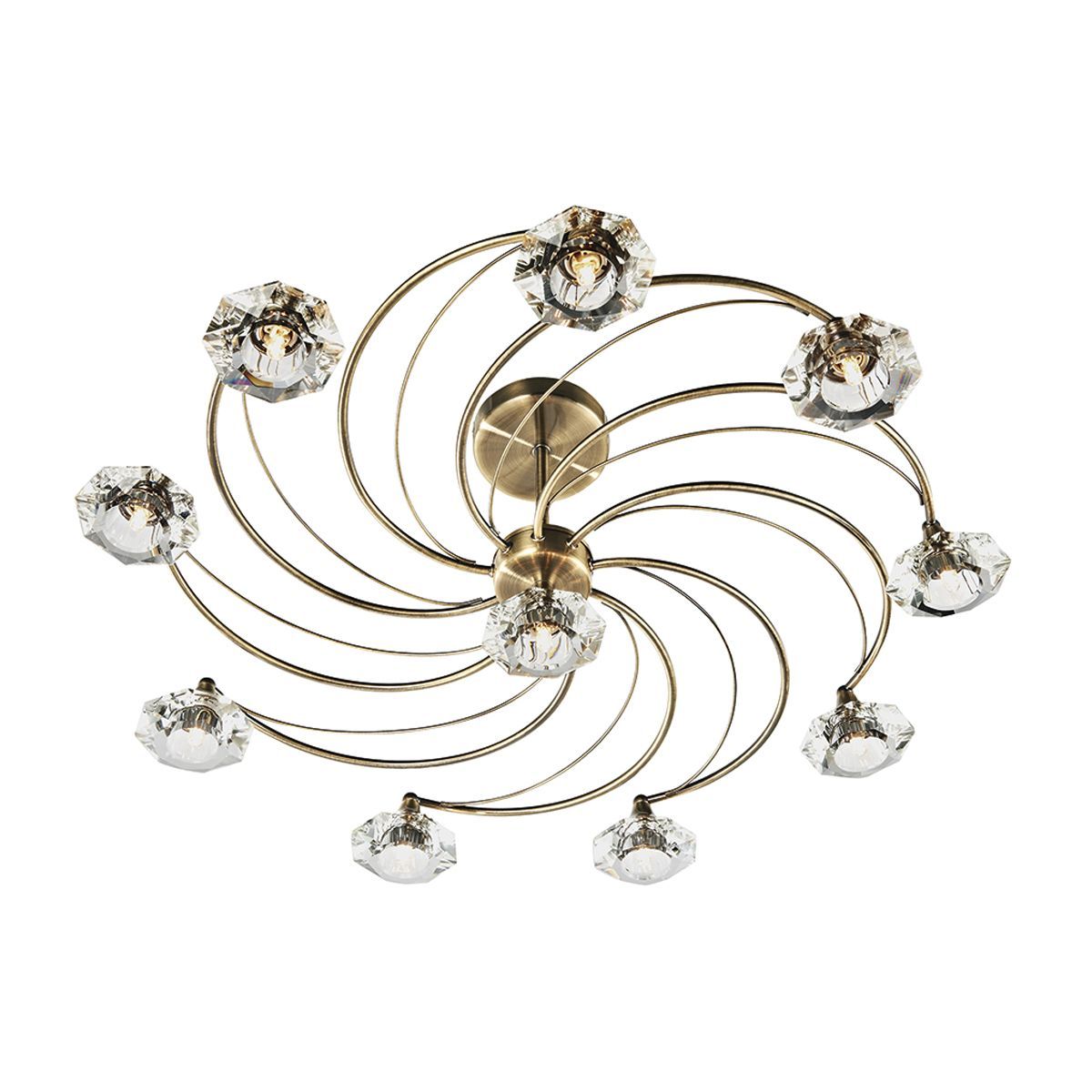 Dar Luther 10 Light Semi Flush Crystal - Various Finishes - Cusack Lighting