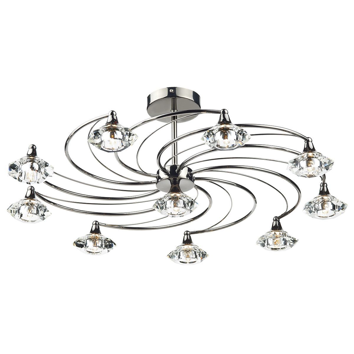 Dar Luther 10 Light Semi Flush Crystal - Various Finishes - Cusack Lighting
