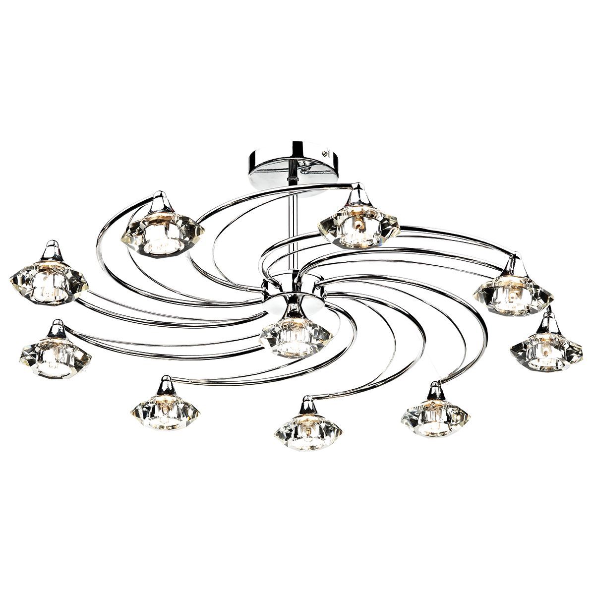 Dar Luther 10 Light Semi Flush Crystal - Various Finishes - Cusack Lighting