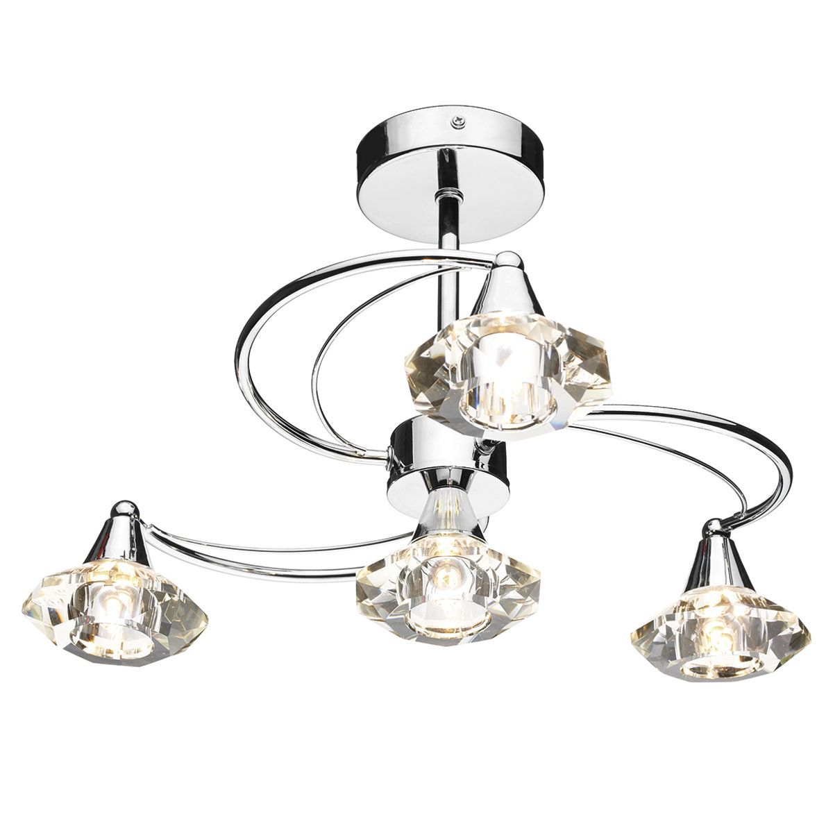 Dar Luther 4 Light Semi Flush Crystal - Various Finishes - Cusack Lighting