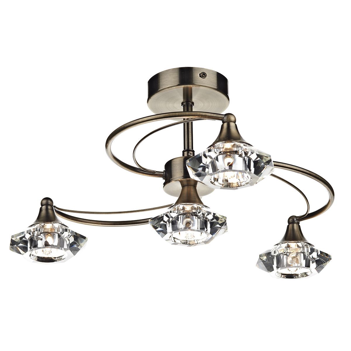 Dar Luther 4 Light Semi Flush Crystal - Various Finishes - Cusack Lighting