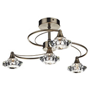 Dar Luther 4 Light Semi Flush Crystal - Various Finishes - Cusack Lighting