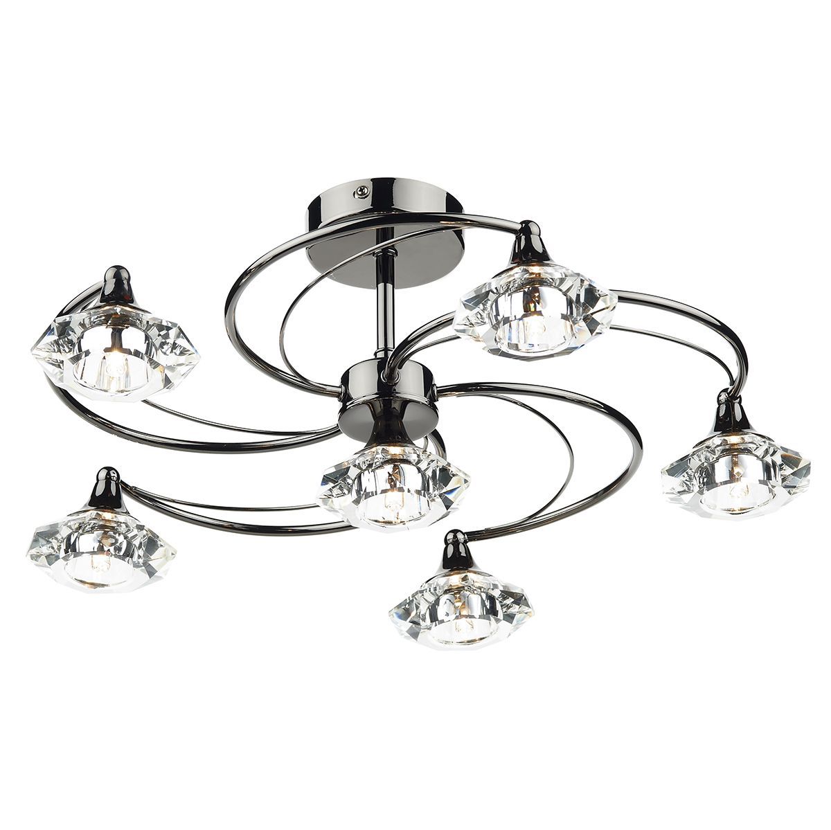 Dar Luther 4 Light Semi Flush Crystal - Various Finishes - Cusack Lighting