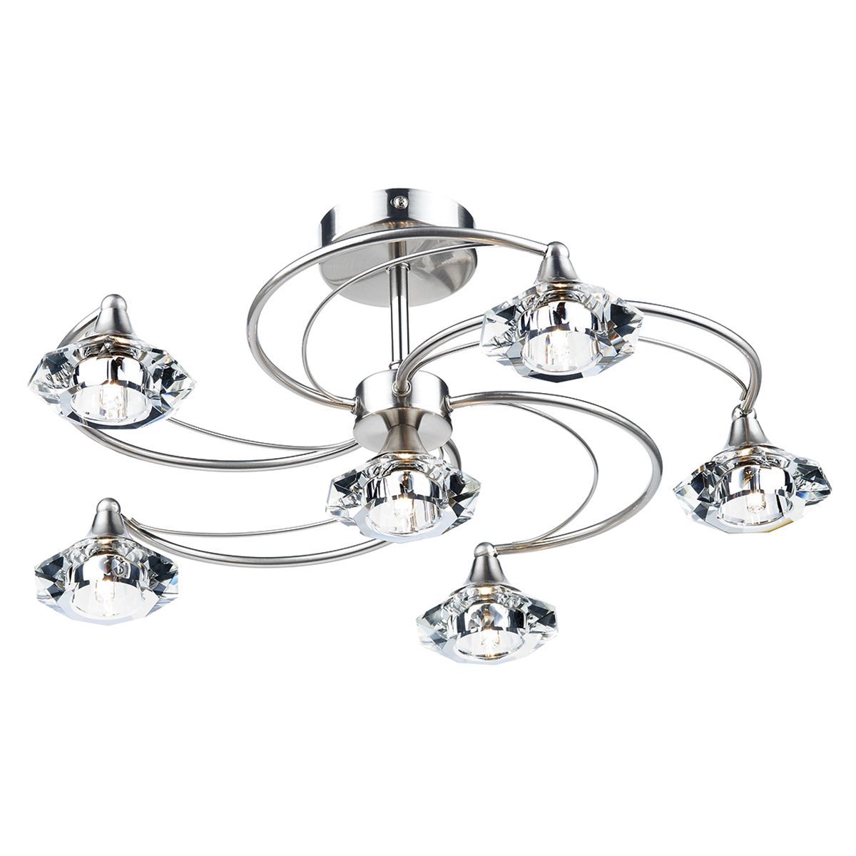 Dar Luther 6 Light Semi Flush Crystal - Various Finishes - Cusack Lighting