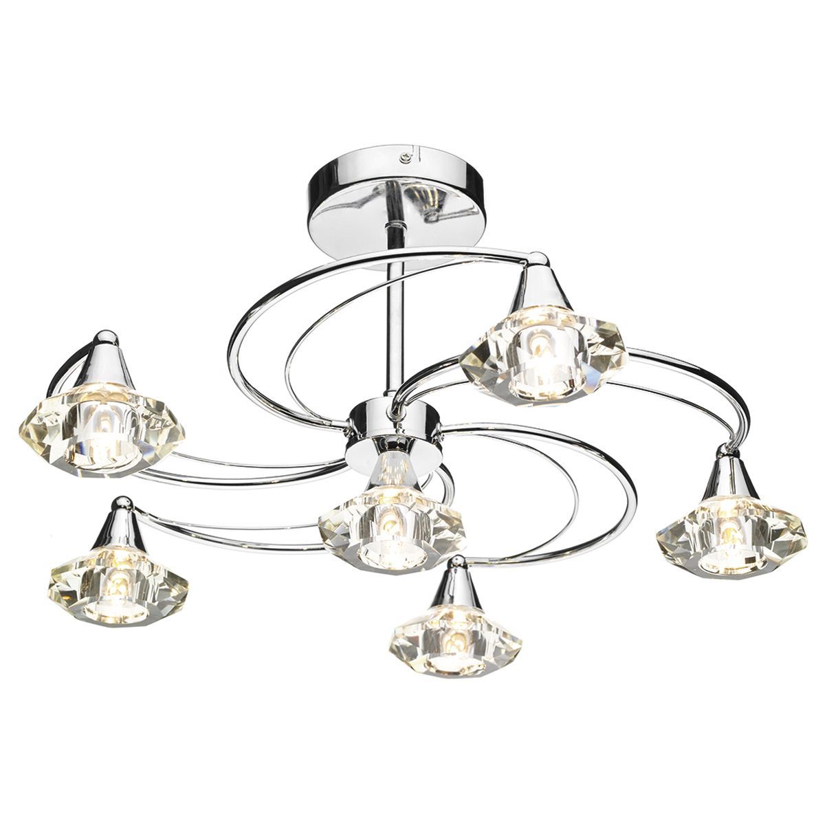 Dar Luther 6 Light Semi Flush Crystal - Various Finishes - Cusack Lighting