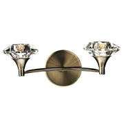 Dar Luther Double Wall Bracket Antique Brass Crystal - Cusack Lighting