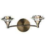 Dar Luther Double Wall Bracket Antique Brass Crystal - Cusack Lighting