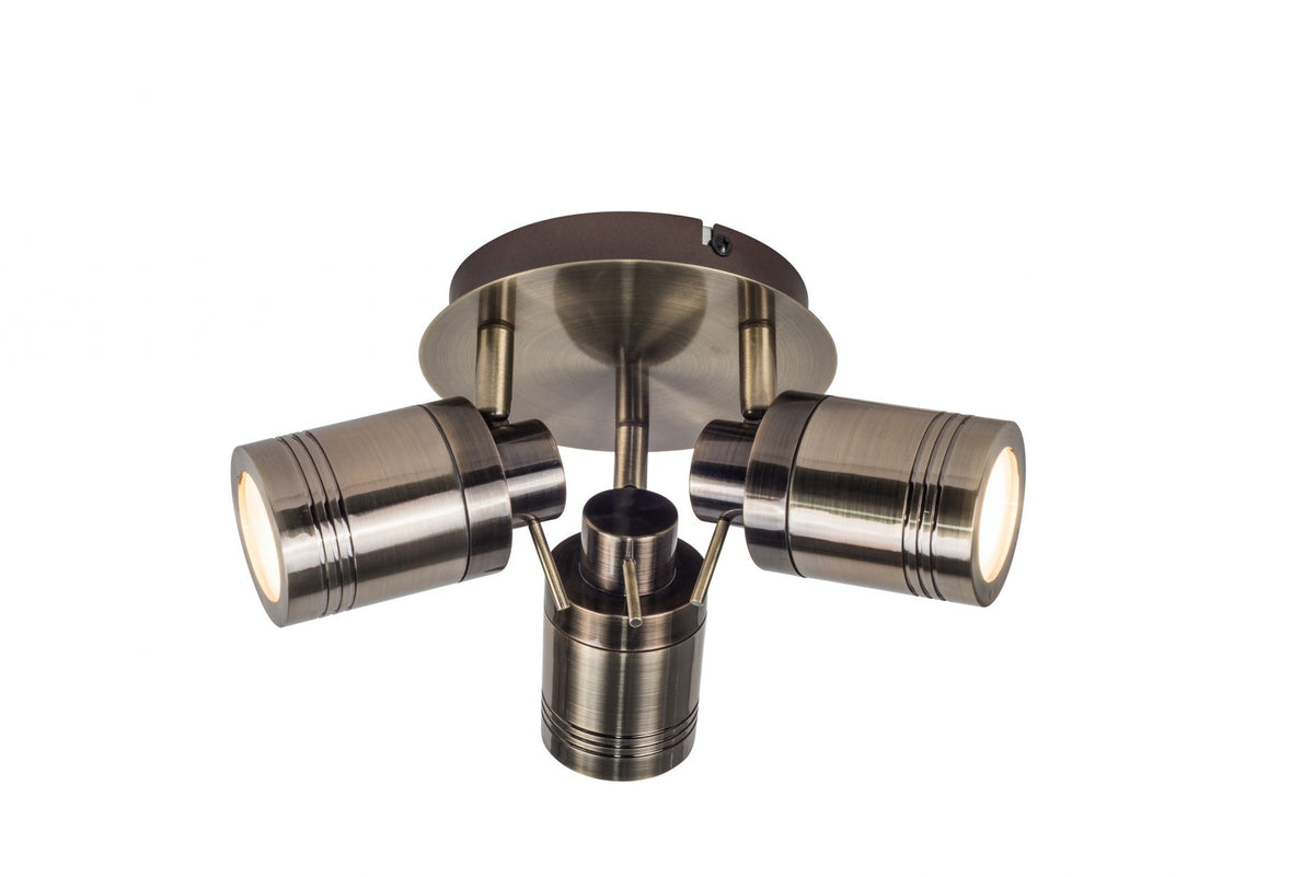 Luxo 3Lt Plate Spotlight - Antique Brass/Satin Chrome