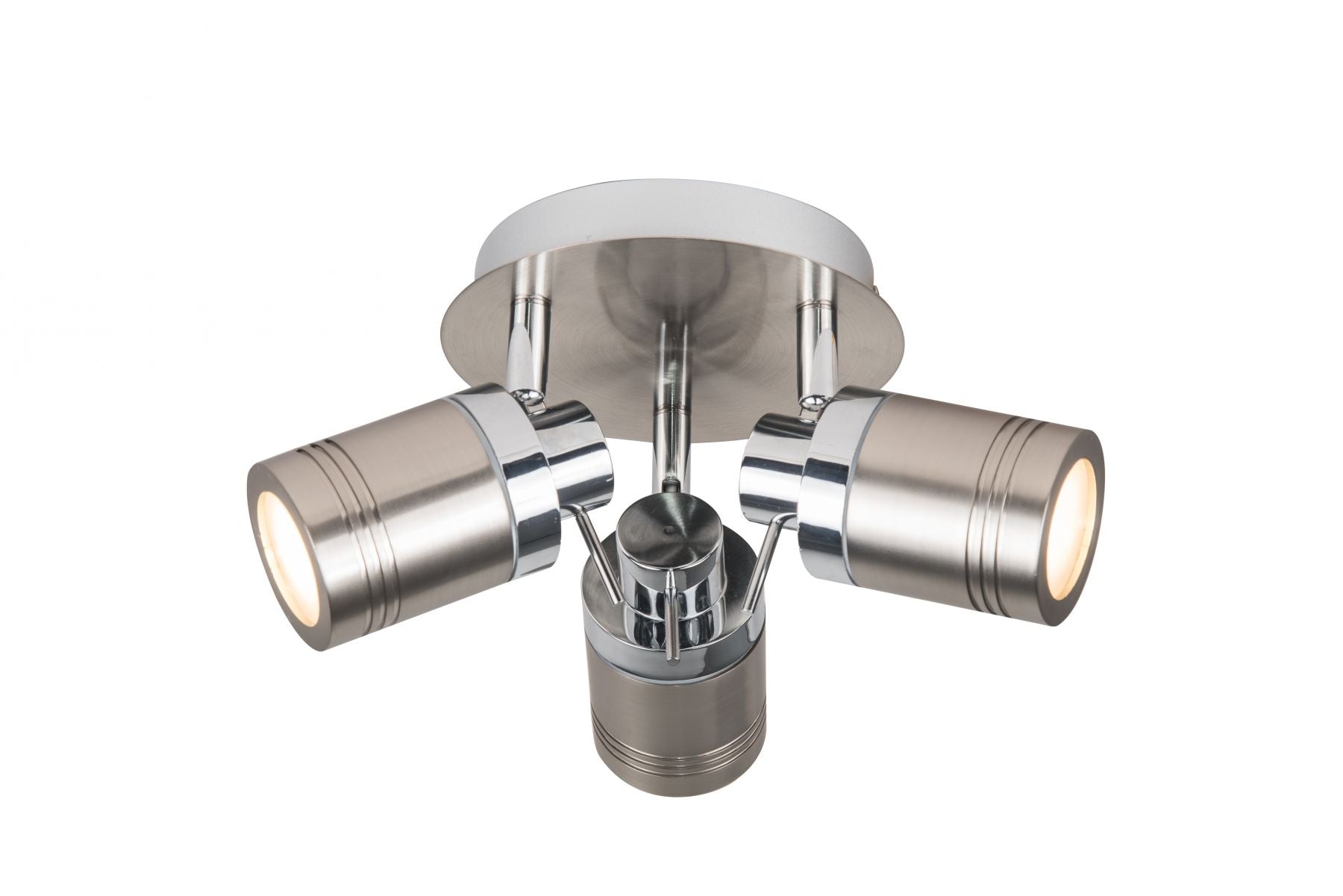 Luxo 3Lt Plate Spotlight - Antique Brass/Satin Chrome