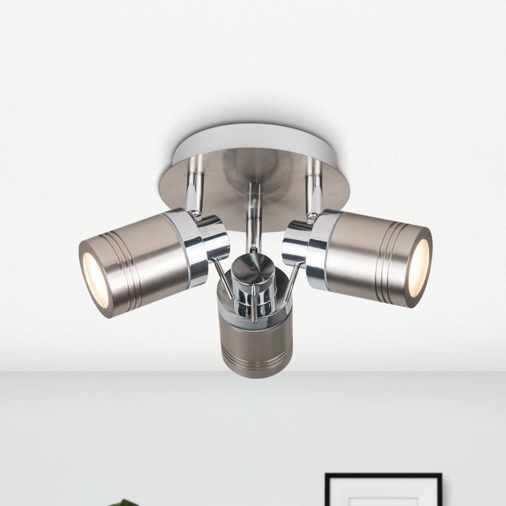 Luxo 3Lt Plate Spotlight - Antique Brass/Satin Chrome