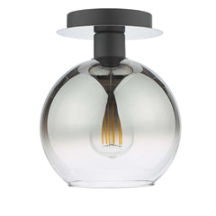 Dar Lycia 1Lt Semi Flush Ceiling Light - Matt Black Ombre Smoked Glass Finish, IP20