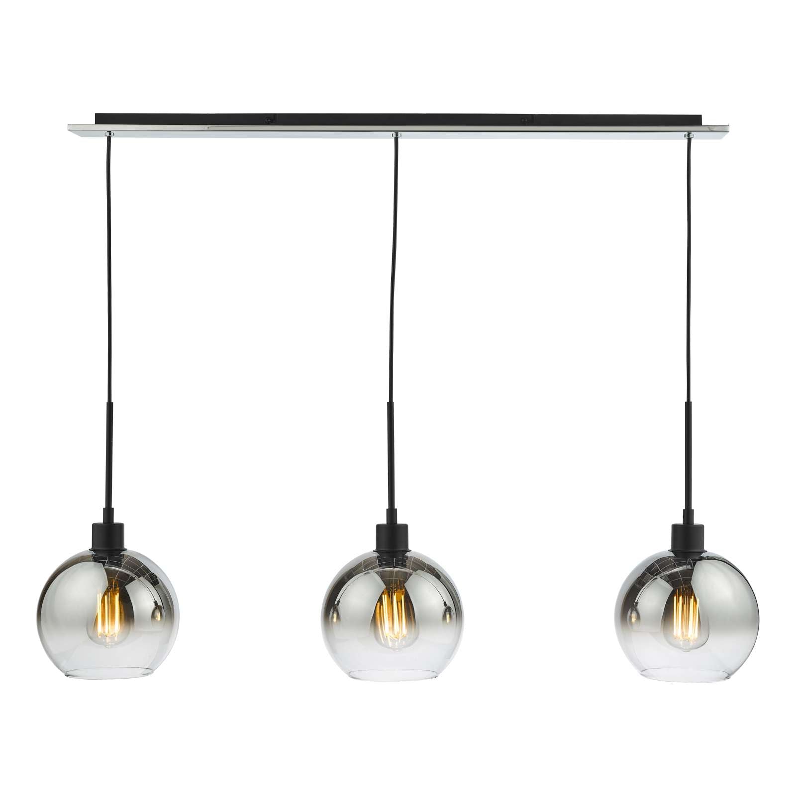 Lycia 3 Light Kitchen Light Matt Black Ombre Smoked Glass