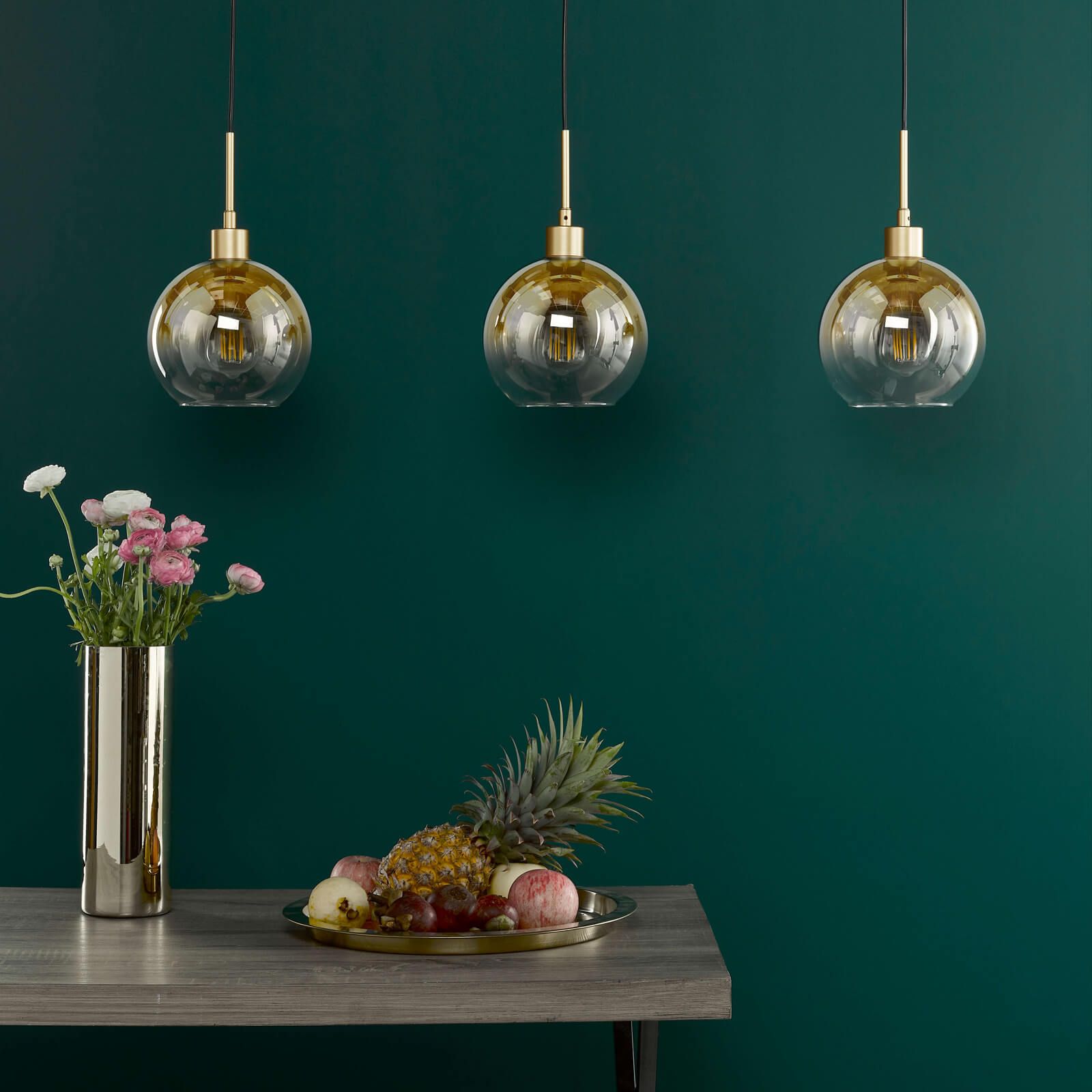 Lycia 3 Light Kitchen Light Matt Black Ombre Smoked Glass