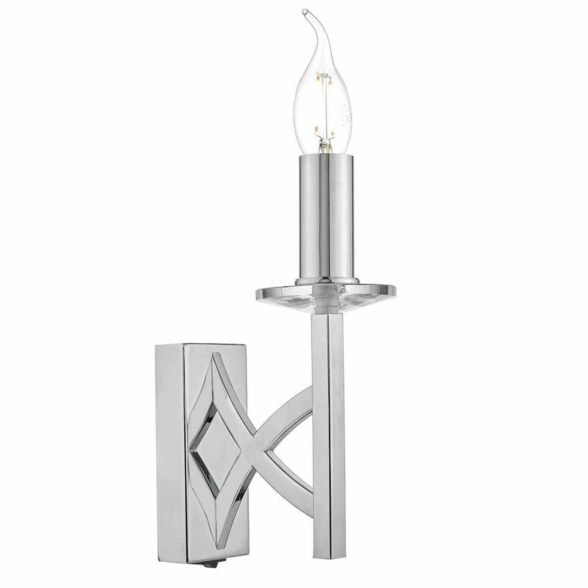 Dar Lyon 1lt Wall Light Polished Chrome & Crystal - Cusack Lighting