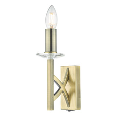 Dar Lyon 1lt Wall Light Polished Chrome/Antique Brass & Crystal