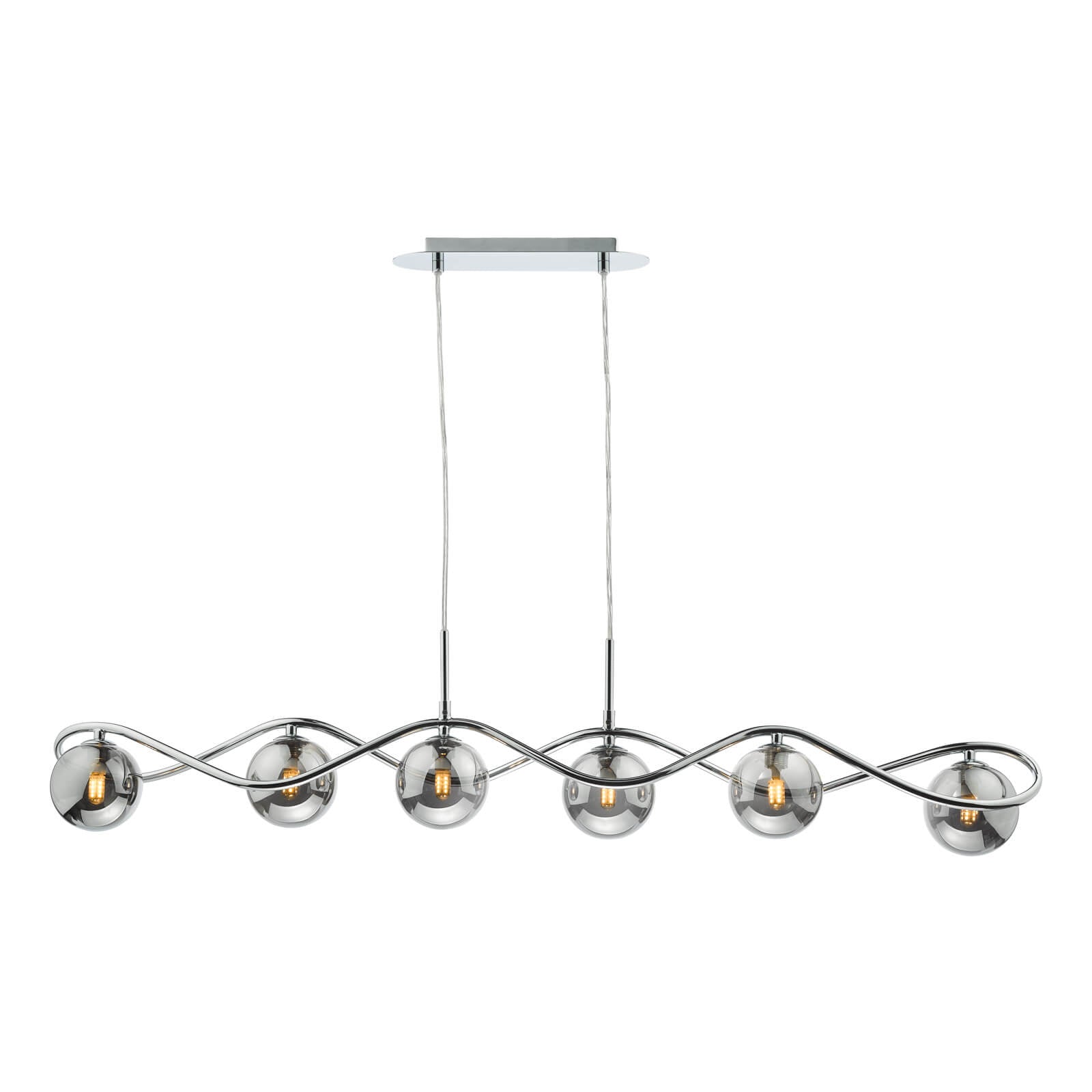 Lysandra 6 Light Kitchen Light Polished Chrome and Smoked Glass/ Polished Gold and Opal Glass