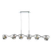 Lysandra 6 Light Kitchen Light Polished Chrome and Smoked Glass/ Polished Gold and Opal Glass