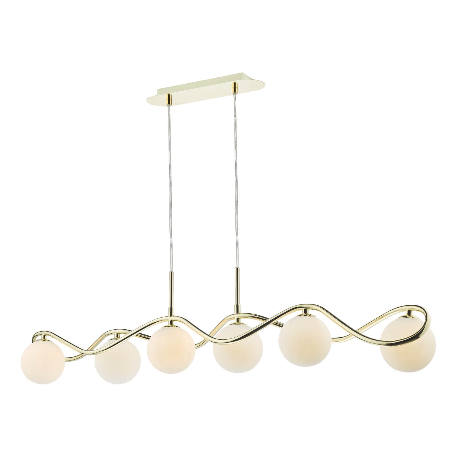 Lysandra 6 Light Kitchen Light Polished Chrome and Smoked Glass/ Polished Gold and Opal Glass