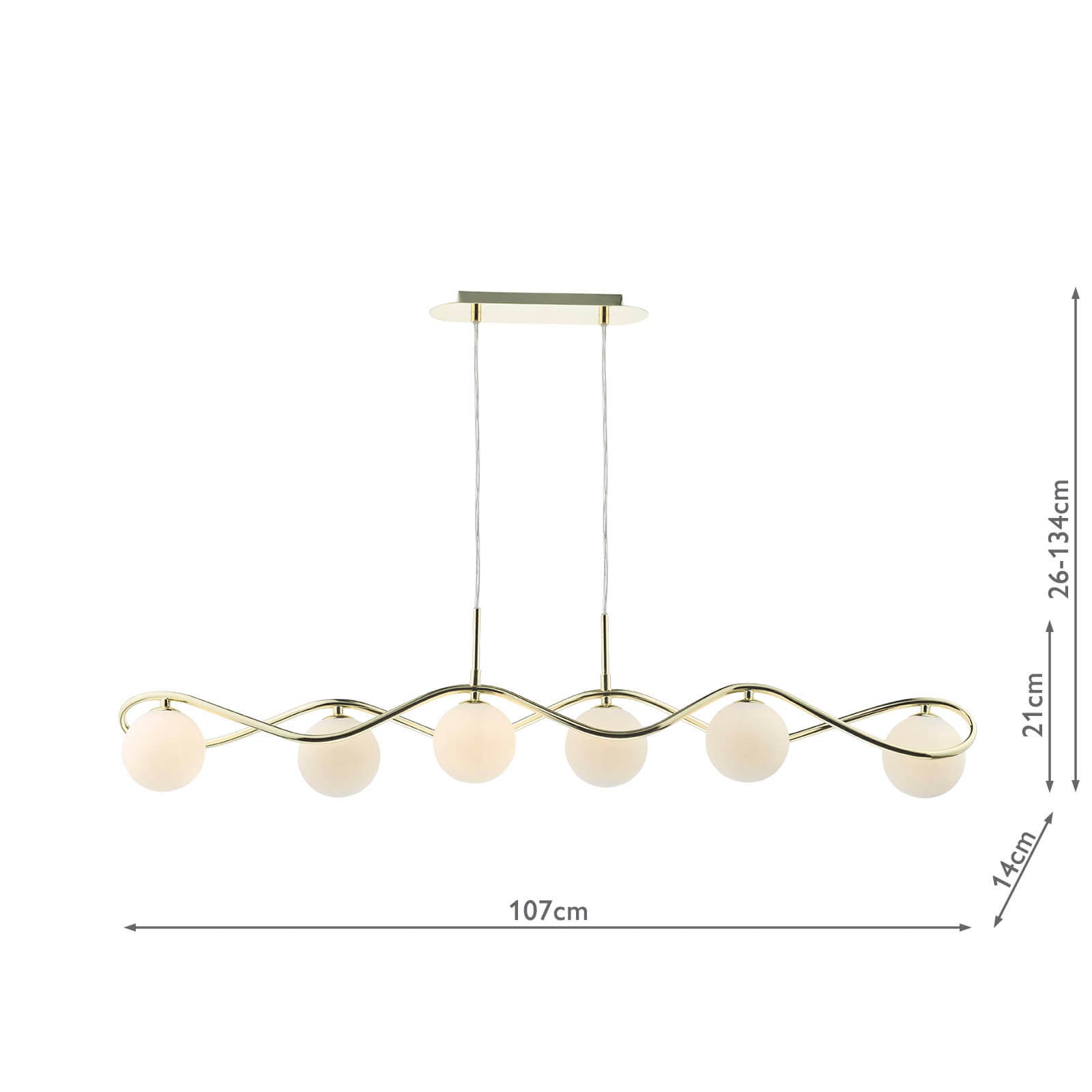 Lysandra 6 Light Kitchen Light Polished Chrome and Smoked Glass/ Polished Gold and Opal Glass