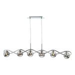 Lysandra 6 Light Kitchen Light Polished Chrome and Smoked Glass/ Polished Gold and Opal Glass