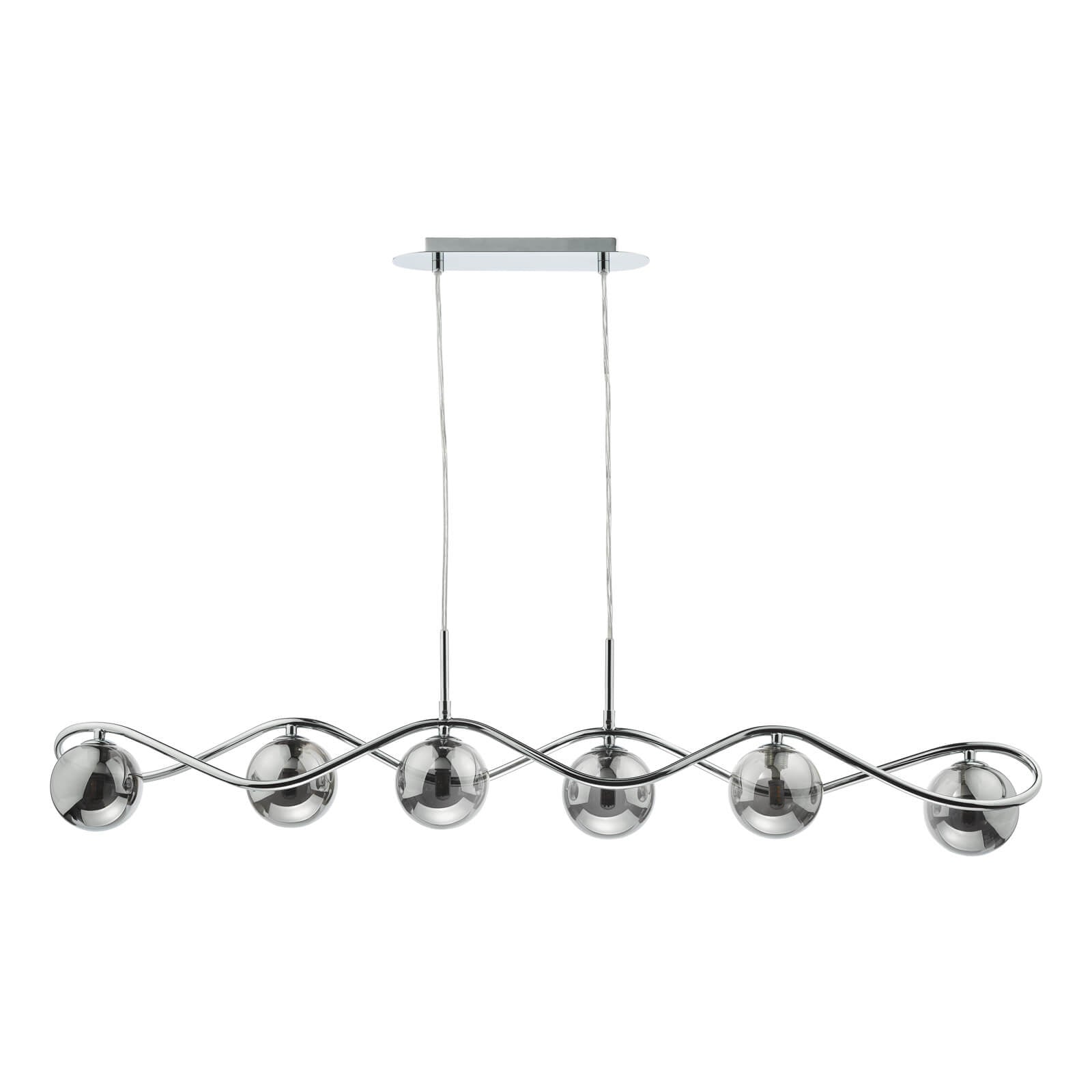 Lysandra 6 Light Kitchen Light Polished Chrome and Smoked Glass/ Polished Gold and Opal Glass