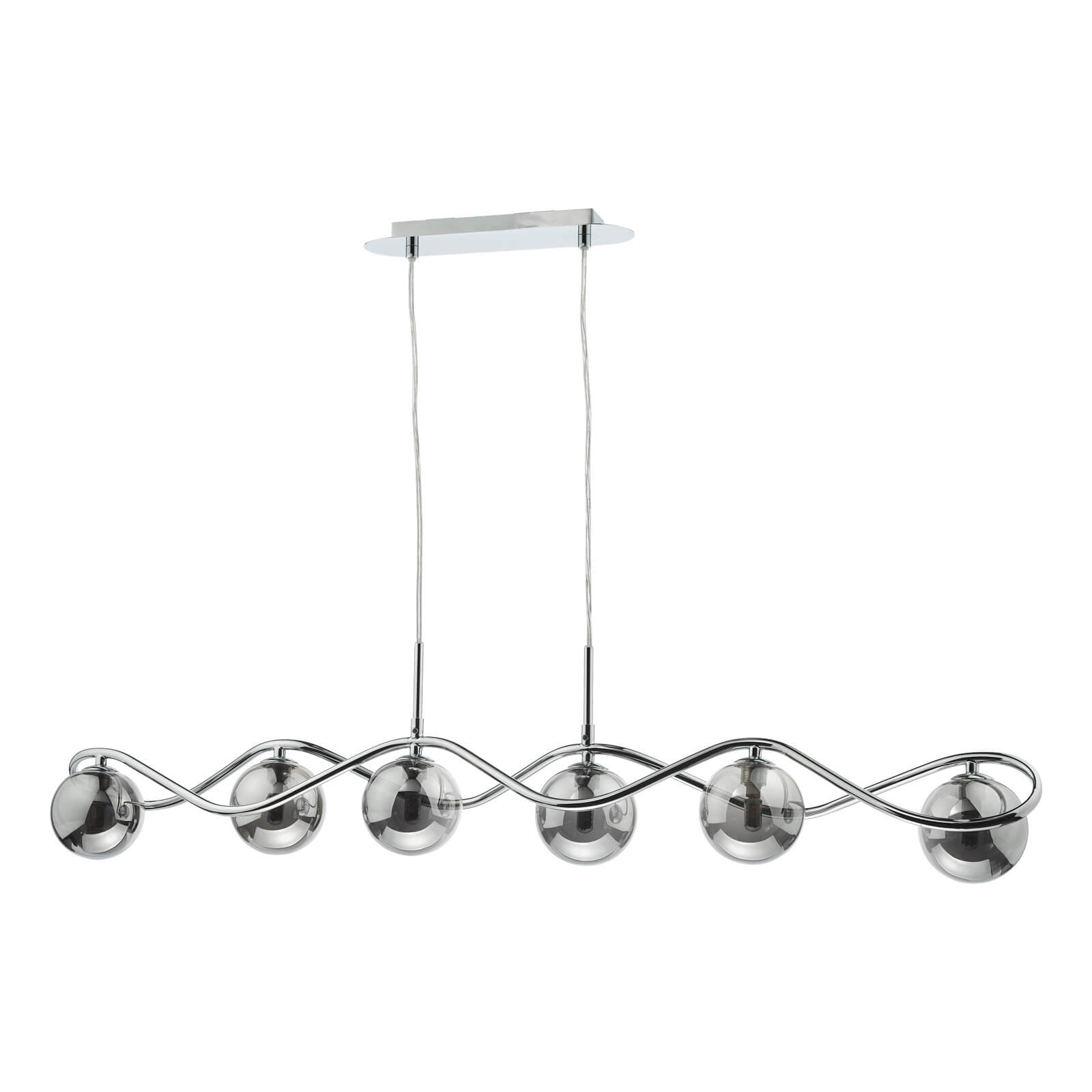 Lysandra 6 Light Kitchen Light Polished Chrome and Smoked Glass/ Polished Gold and Opal Glass